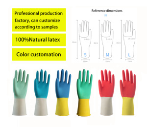 Gants de nettoyage <span class=keywords><strong>ménager</strong></span> en latex, 70g, écologiques, imperméables, durables, fins, doublure lisse, pour extérieur, prix usine - Product Image 6