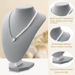 Expositor de Collares de Cuero, Maniquí para Joyería con Base Dorada para Escaparates de Joyerías, Accesorios de Fotografía - Product Image 6