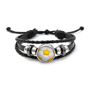 Popular Balls Teams Fans Leather Wristbands Customized Logo Pattern Soccer <b>Beads</b> <b>Bracelets</b>/Bangles Gifts Wholesale - Product Image 5