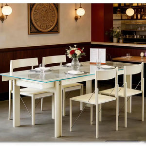 Vente flash - Table à manger en verre ultra-transparent de style nordique minimaliste rectangulaire moderne pour salle à manger ou hôtels - Product Image 1