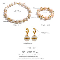 JINYOU 5964 Ensemble de bijoux bohème en acier inoxydable avec perles en résine à motif marbré, collier, bracelet et boucles d'oreilles créoles