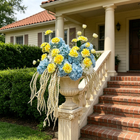 Boule de fleurs artificielles bleues et jaunes, hydrangea, pivoine, accessoires floraux pour la décoration de banquets et de fêtes
