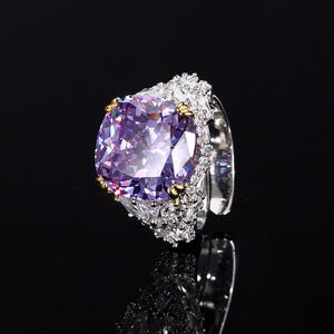 Anillo Cuadrado Retro de Alta Gama 2024, Chapado en Oro sobre Cobre, con Simulación de Corindón, Corte Nido de Pájaro, para Mujer, 14*14 - Product Image 2