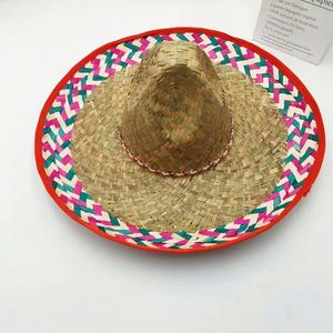 Sombrero de Paja Tejido a Mano Estilo Mexicano Personalizado, Sombrero de Sol de Fibra de Bambú Natural, Accesorios para Fiesta, Carnaval, Fotomatón, Ala Flexible - Product Image 6