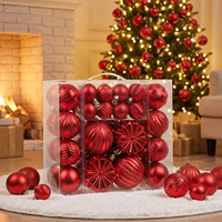 Boules de Noël en plastique modernes prêtes à être expédiées à l'international, 46 pièces par boîte, 3/4/6 cm, décorations de fêtes