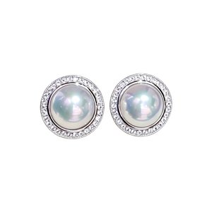 Literary Gentle Elegant S925 Sterling <b>Silver</b> <b>Stud</b> <b>Earrings</b> Featuring Glossy Natural Mabe Pearl Classic Retro Fine Ear Jewelry - Product Image 1