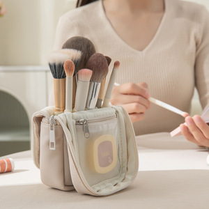 Travel Season <b>Makeup</b> Brush <b>Case</b> Portable Storage Bag For Cosmetics With Zipper Compartment Upright Design - Product Image 4