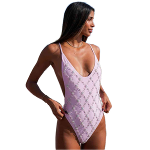 Customized Front Logo Women's One-piece Swim Suit Stylish <b>V</b>-neck Rainbow Pattern Breathable Spandex/Polyester High Quality 2026 - Product Image 1