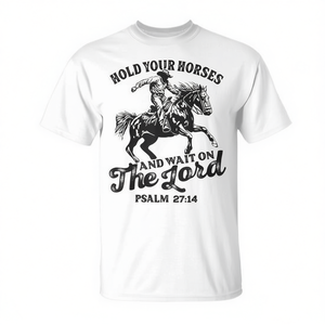 Camiseta cristiana con versículo bíblico: Salmos 27:14, Camiseta con versículo religioso - Product Image 2