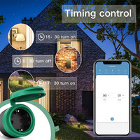 Enchufe Inteligente Inalámbrico para Exteriores con Wifi, Enchufe Europeo, Impermeable, 16A, con Medición de Consumo de Energía para Alexa y Google