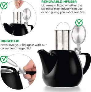 Théière en céramique de 18 onces 540ml coffret cadeau théière vaisselle théière en céramique avec infuseur - Product Image 2