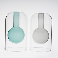 Bouteille de diffuseur d'huile essentielle d'arôme boule de verre borosilicate clair soufflé à la main décoratif pour la maison à double couche