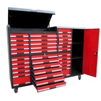 Armoire à outils en acier avec armoires supérieures, 14 tiroirs et casier latéral, armoire de rangement verrouillable pour garage et atelier