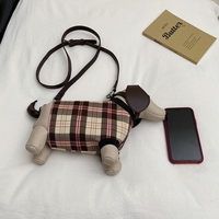 Nouveau sac à bandoulière pour femme en forme de chien saucisse, avec motif écossais tendance et formes d'animaux mignons, sac bandoulière pour femme