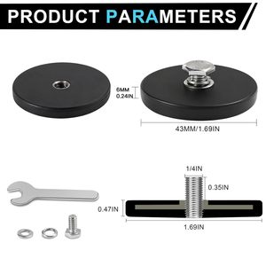 Aimant de fixation anti-rayures recouvert de caoutchouc de 1/4 pouce pour caméra, adhésif puissant 30 LBS, aimants à base magnétique avec <span class=keywords><strong>plaque</strong></span> <span class=keywords><strong>d</strong></span>'<span class=keywords><strong>immatriculation</strong></span> magnétique - Product Image 6