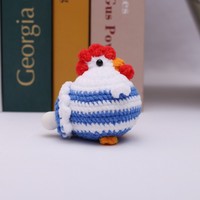 Porte-clés pendentif animal en coton artificiel fait main, motif dessin animé, soufflant des bulles, en forme d'œuf de poule, ornements transfrontaliers, fini