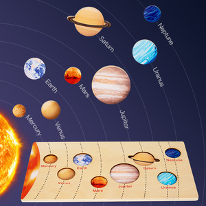 Jeu cognitif Montessori pour enfants, système solaire éducatif, puzzle, 7 continents, jouets en bois assortis pour enfants - Product Image 2