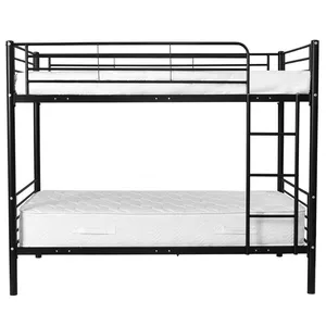 Litera doble desmontable de metal, cama individual negra de hierro para dormitorio, venta al por mayor