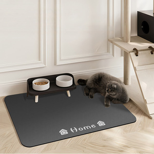 Tapis d'alimentation pour animaux de compagnie, rectangulaire, en polyester, antidérapant, pour chien et chat, facile à nettoyer, design empreinte de patte - Product Image 3