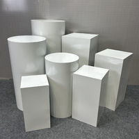 Support de présentation de desserts en métal blanc, colonnes carrées cylindriques, décoration pour mariage, fête, événement
