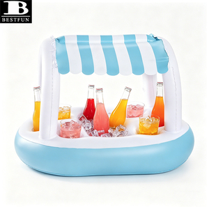Bar <span class=keywords><strong>de</strong></span> buffet flottant gonflable avec auvent, en PVC épaissi, cabane chic à rayures, station <span class=keywords><strong>de</strong></span> boissons et <span class=keywords><strong>de</strong></span> collations pour piscine, plage, <span class=keywords><strong>lac</strong></span> - Product Image 5
