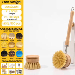 Cepillo de Limpieza de Bambú y Sisal Ecológico y Natural de Alta Calidad <span class=keywords><strong>para</strong></span> Uso en la Cocina, <span class=keywords><strong>para</strong></span> Platos, Botellas y Ollas - Product Image 1