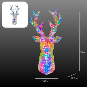 40cm LED <b>Light</b> up Deer Head Figurine <b>USB</b> Powered Prismatic Animal Sculpture Holographic <b>Night</b> <b>Light</b> for Christmas Party Decor - Product Image 6