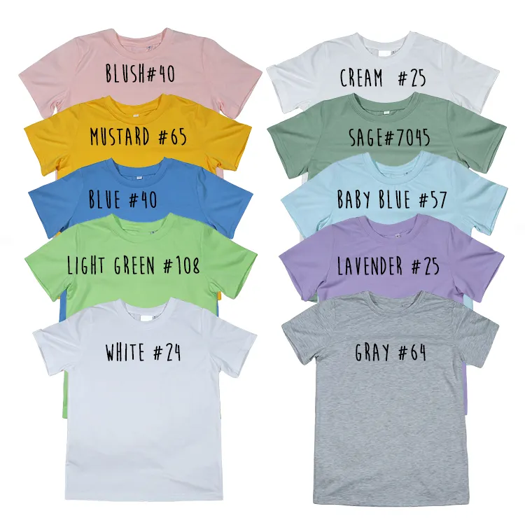 Chemises de couleur claire 100 chemises de sublimation en polyester couleurs claires couleurs pastel t-shirts t-shirt pour enfants jeunes tout-petits