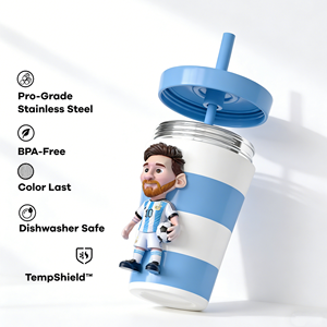 ZREGGUR Venta al por mayor <span class=keywords><strong>Taza</strong></span> térmica de acero inoxidable de doble pared de 12 oz con diseño de <span class=keywords><strong>Messi</strong></span>, con pajita, sin BPA, aislamiento de 6-12 horas - Product Image 4