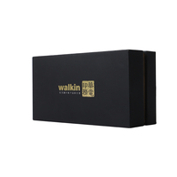 Boîte cadeau rectangulaire noire et or avec couvercle et base, personnalisable, de qualité supérieure