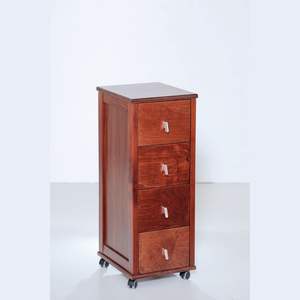 <b>Small</b> Room Solution Modern Compact Solid Wood Beech Drawer Cart with Tile Top and Plastic <b>Wheels</b> for Space Efficiency - Product Image 1