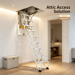 <span class=keywords><strong>Escalera</strong></span> plegable moderna <span class=keywords><strong>de</strong></span> aluminio para acceso al ático <span class=keywords><strong>con</strong></span> escalones retráctiles, diseño que ahorra espacio, capacidad <span class=keywords><strong>de</strong></span> carga <span class=keywords><strong>de</strong></span> 300 kg. - Product Image 2