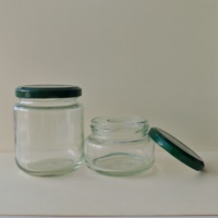 Multi-size Clear Food Grade Glass Jam Jar With Green sealing lid for Canning Preserves Kitchen Food Storage