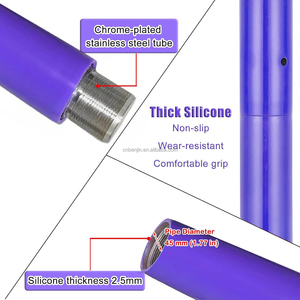 Poteau de danse en silicone violet, poteau de danse portable pour débutant professionnel, poteaux de strip-teaseuse de bar de club de fête à domicile - Product Image 4