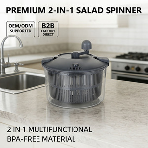 Escurridor <span class=keywords><strong>de</strong></span> Ensaladas 2 en 1 con Manivela, Lavador y Secador <span class=keywords><strong>de</strong></span> Verduras Libre <span class=keywords><strong>de</strong></span> BPA con Drenaje Rápido y Función <span class=keywords><strong>de</strong></span> Paro - Product Image 5