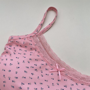 # 9094 Canotta Personalizzata alla Moda <span class=keywords><strong>con</strong></span> Bordo in Pizzo, <span class=keywords><strong>Spalline</strong></span> <span class=keywords><strong>Sottili</strong></span>, Traspirante e Imbottita per Uso Quotidiano Femminile, 4 Colori - Product Image 2