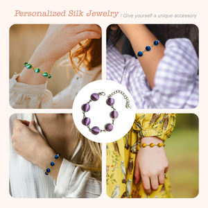 Bracelet <span class=keywords><strong>en</strong></span> soie multicolore élégant et délicat, bracelet <span class=keywords><strong>en</strong></span> perles de soie confortable pour cadeaux féminins - Product Image 6