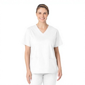 Nouveaux ensembles de blouses médicales ANNO élégants et antibactériens en polyester/coton tissé, personnalisables, doux, à manches courtes, unisexes, pour usage hospitalier - Product Image 3
