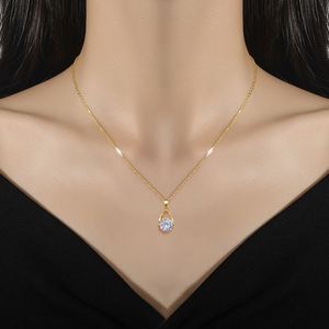 Buddhism 18k Gold Plated Water Droplet Pendant Necklace Women Collarbone <b>Chain</b> - Product Image 3