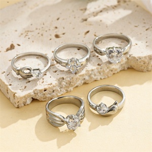 Yiwu Aceon in acciaio inossidabile colata da donna singolo diamante gioielli da sposa <span class=keywords><strong>con</strong></span> promessa di amore a forma di mano <span class=keywords><strong>con</strong></span> cuore quadrato rotondo - Product Image 4