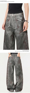 Vaqueros Anchos de Mezclilla de Tiro Medio con Micro-Bolsillos, Pintados a Mano, Ecológicos, Estilo Vintage, Rasgados, para <span class=keywords><strong>Hombre</strong></span> y Mujer, de Estilo Urbano Americano - Product Image 5