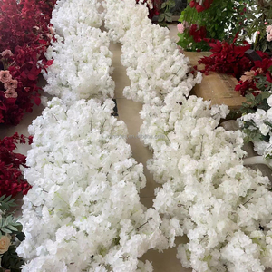 Flores blancas Fila de flores de cerezo Flores artificiales Camino de mesa Pasillo Corredor floral Evento DE BODA Corredor de flores de cerezo - Product Image 1