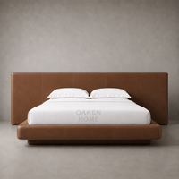 Lit plateforme en cuir sur mesure OAKEN, tête de lit capitonnée extra large, base flottante, mobilier de chambre moderne et luxueux