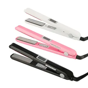 Plancha de pelo profesional, plancha plana de cerámica para el cabello, plancha de planchado en frío infrarroja ultrasónica brillante para el cabello