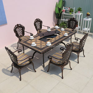 Mooie Outdoor <span class=keywords><strong>Patio</strong></span> Gegoten Aluminium Meubels Eetkamer <span class=keywords><strong>Bbq</strong></span> Eettafel En Stoel Set - Product Image 1