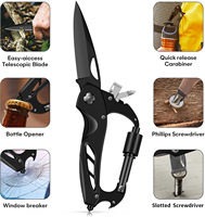 Outil de poche EDC en acier inoxydable avec tournevis, ouvre-bouteille et brise-vitre pour le camping, couteau mousqueton multifonction 6 en 1