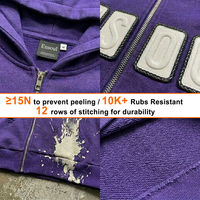 OEM/ODM Maßgefertigter Leder-Patch Applikation Logo Zip-Hoodie für Herren Handbemalter Farbspritzer-Sweatshirt Übergroßer French Terry Frühlings-Pullover