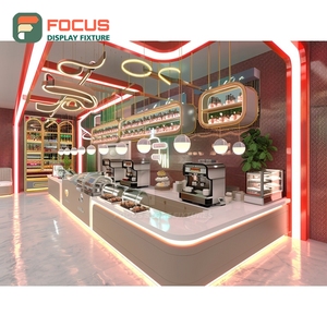 เคาน์เตอร์บริการร้านกาแฟหรูหรา ตกแต่งด้วยไม้ลามิเนต พร้อมพื้นที่จัดแสดงเมล็ดกาแฟ สำหรับหน้าร้าน - Product Image 6