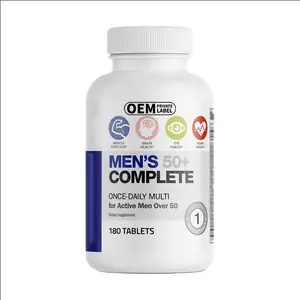 Hombres 50 + Tabletas completas Multivitamínico Multimineral 180 Tabletas Una vez al día Multi para hombres activos mayores de 50 Ayuda a la salud del cerebro