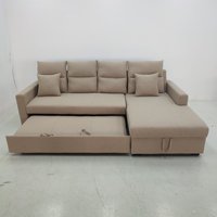 Canapé d'angle multifonctionnel avec rangement, moderne et minimaliste, pliable, trois places, revêtement en tissu, idéal pour petit salon ou hôtel